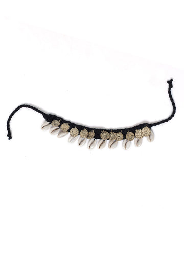 Tribal Black Cowrie Shell Anklet for Women